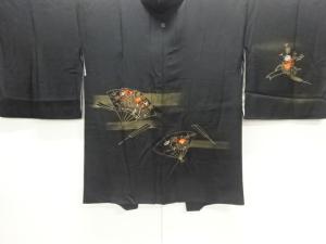 御所車に花模様一ツ紋刺繍絵羽織